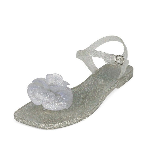 Jeffrey Campbell Fleurisse Jelly Sandals Flower Clear Glitter - Picture 1 of 4